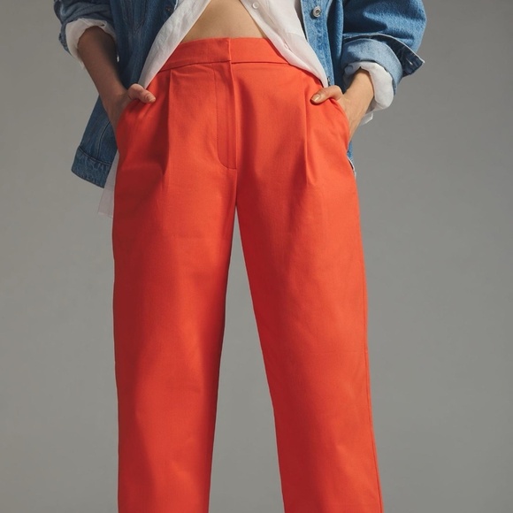 NWT Anthropologie Excise Rolled-Hem, Chinos Tomato Red - Picture 5 of 5